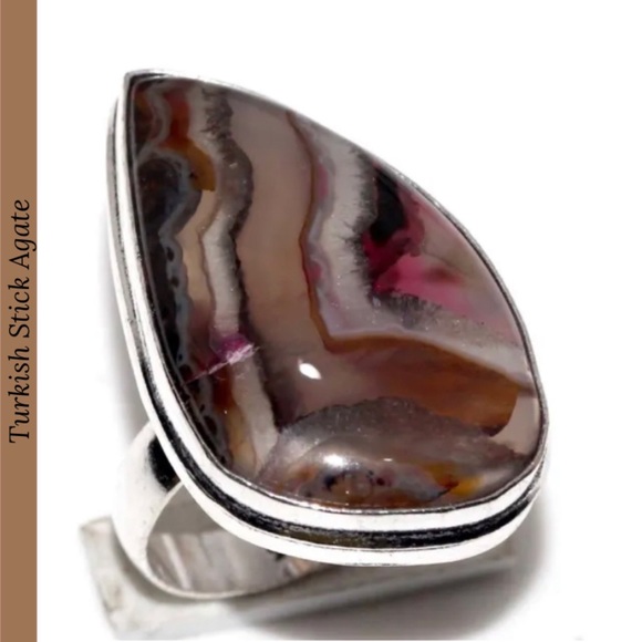Turkish Stick Agate Gemstone Handmade Ring - Picture 5 of 5
